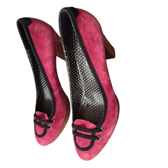 D:Fuse Scandinavian Heels Slip on Heeled Oxford FUCHSHIA & Black size 250 or 9 - Picture 7 of 8